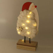 Babbo natale legno tessuto led bianco cm10x5h21