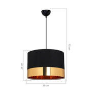 Lampada a sospensione Alfina tessuto nero fascia oro ASZ1665