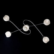 Plafoniera in ferro cromato lucido con vetri bianchi 5 luci 98x5xh. 19 cm
