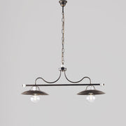 Lampadario in ferro Marrone Oro industrial Bianco due luci 87x h36 cm