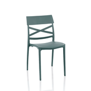 Sedia Esme polipropilene grigio metal schienale incrocio