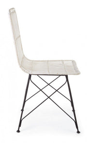 Sedia in stile contemporaneo in acciaio e kubu Bianco LUCILA 45x55x h85 cm