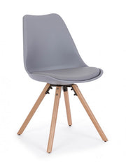 Sedia moderna legno plastica similpelle grigio New trend cm 59 x 49 x 83,5