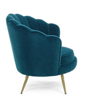 Poltrona vintage retro in velluto blu pavone cm 80 x 76 x84 h
