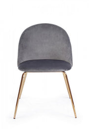 Sedia in velluto grigio con gambe oro