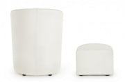 Poltrona in similpelle con pouf estraibile Bianco RITA 64,5x 59,5x h78 cm