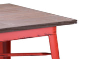 Tavolo ferro bristol top in legno rossocm 70x70h76
