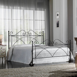 Letto in ferro matrimoniale con pediera  SABRINA Nero 166x208x h128 cm