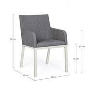 Sedia in alluminio verniciata a polvere grigio cm 55x 62x 82h
