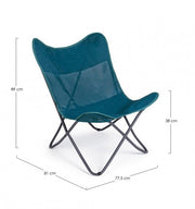 Sedia mare pieghevole in textilene Verde Acqua BUTTERFLY GABICCE 77.5x81x h89 cm