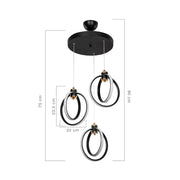 Lampada a sospensione Felicia tre punti luce cerchi LED ASZ1593 EFFEZ