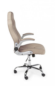 Poltrona da ufficio rivestita in pelle Boneville Beige