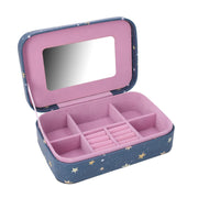 Portagioie ecopelle stelle blu rettangolare cm22x14,5h6,5