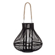 Lanterna Belem nero con manico in bamboo