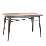 Tavolo ferro bristol top in legno galvanizzato cm 160x80h76