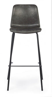Sgabello bar vintage acciaio similpelle antracite Kyra cm 39 x 44 x 103,5