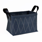 Borsa feltro grigio scuro decoro biancorombi c/manici nero cm33x23h22,5