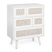 Cassettiera 5 cassetti MONTIEL stile rustico bianco antico 72.5h cm