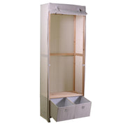 Armadio legno e stoffa 2 cassetti legno naturale rettangolare 58x36x268h cm