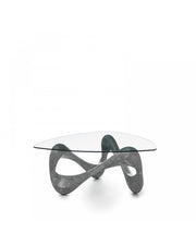 Tavolino trasparente-grigio 100 cm x 100 cm H. 42.5 cm