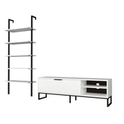 Mobile porta tv con libreria 5 mensole bianco  70x30xh.180 cm
