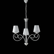 Lampadario a sospensione in ferro Bianco shabby paralumi Bianchi tre luci 50x h60 cm