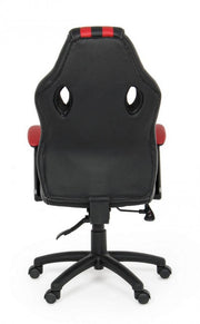 Poltrona ufficio con braccioli Spider rosso in similpelle