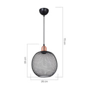Lampada a sospensione metallo traforato nero Belin MDL4320 EFFEZ