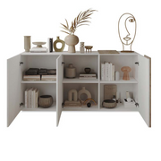 Madia con 3 ante bianco lucido rovere Kadiz L.181 x H.86 x P.44 cm