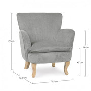 Poltrona grigio chiaro in tessuto stile vintage