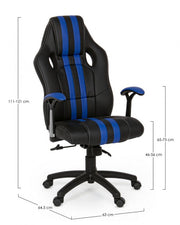 Poltrona ufficio con braccioli Spider blu in similpelle