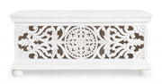 Panca portatutto shabby intarsiata bianca cm 100 x 50 x 45h