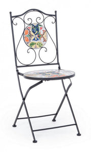 Sedia da giardino esterno in acciaio con ceramica pieghevole