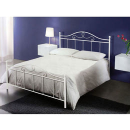 Letto matrimoniale in ferro battuto colore bianco opaco 170x200xH.130 cm