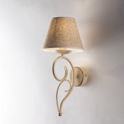 Applique vienna ferro Avorio Oro una luce paralume effetto tessuto 19x h38 cm