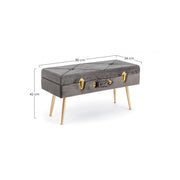 Panca in velluto con contenitore Grigio POLINA 80x34x h42 cm