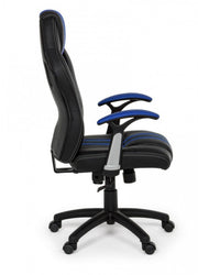 Poltrona ufficio con braccioli Spider blu in similpelle