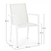 Sedia in alluminio con braccioli Konnor bianco