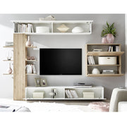 Parete attrezzata da soggiorno Bianco e rovere  L.295xP30xh.187 cm