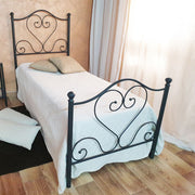 Letto singolo in ferro battuto con pediera Nero Oro PAPAVERO 90x201x h126 cm