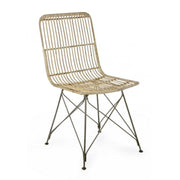 Sedia in stile contemporaneo in acciaio e kubu Naturale LUCILA 45x55x h85 cm