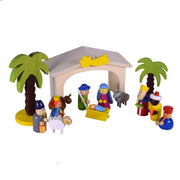 Presepe nativita' legno set 15pz c/espositore cm24x10,8h16,5