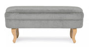 Panca contenitore Chenille vintage in velluto grigio chiaro 102x41x49h cm