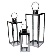 Lanterna metallo 1-3 argento quadro cm21x20,3h52,5