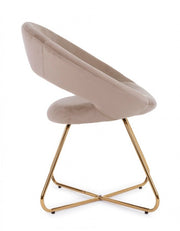 Poltrona Vanity in velluto tortora e gambe in oro