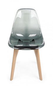 Sedia design policarbonato Easy fume' piedi in legno