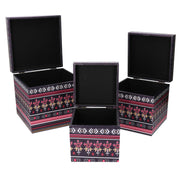 Eco-leather box 1-3 multicolored flowers cm24x24h24