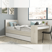 Letto 1950 con scrivania integrata e letto estraibile bianco vintage e bianco