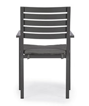 4x Sedia antracite con bracciolo e cuscino in alluminio stile industrial
