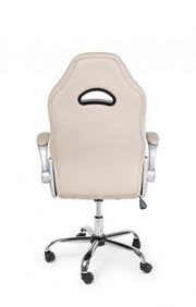 Poltrona da ufficio rivestita in pelle Boneville Beige